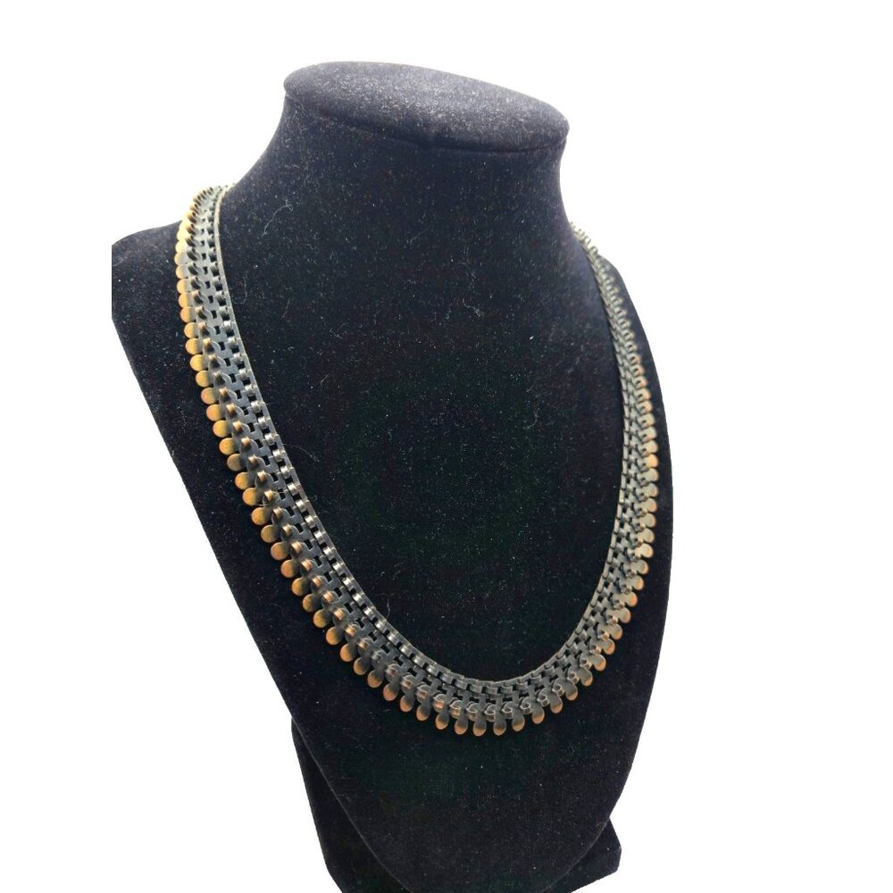 Vintage Brutalist Copper Collar Necklace Modernist Geometric Made in Hong Kong